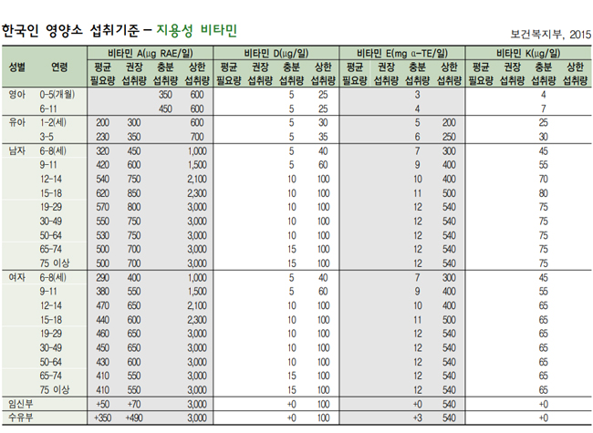 일일영양섭취기준표1