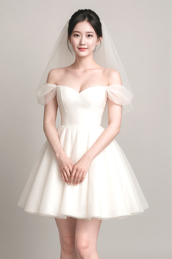 숏 웨딩 드레스 뷰티 모델36