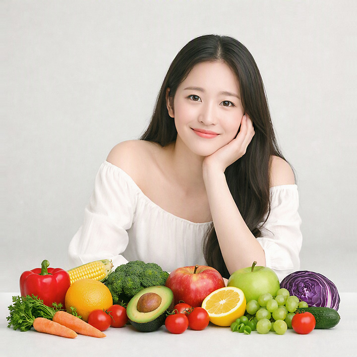 채소와 과일 매끼 챙겨먹기 캠페인 성인 여성 모델